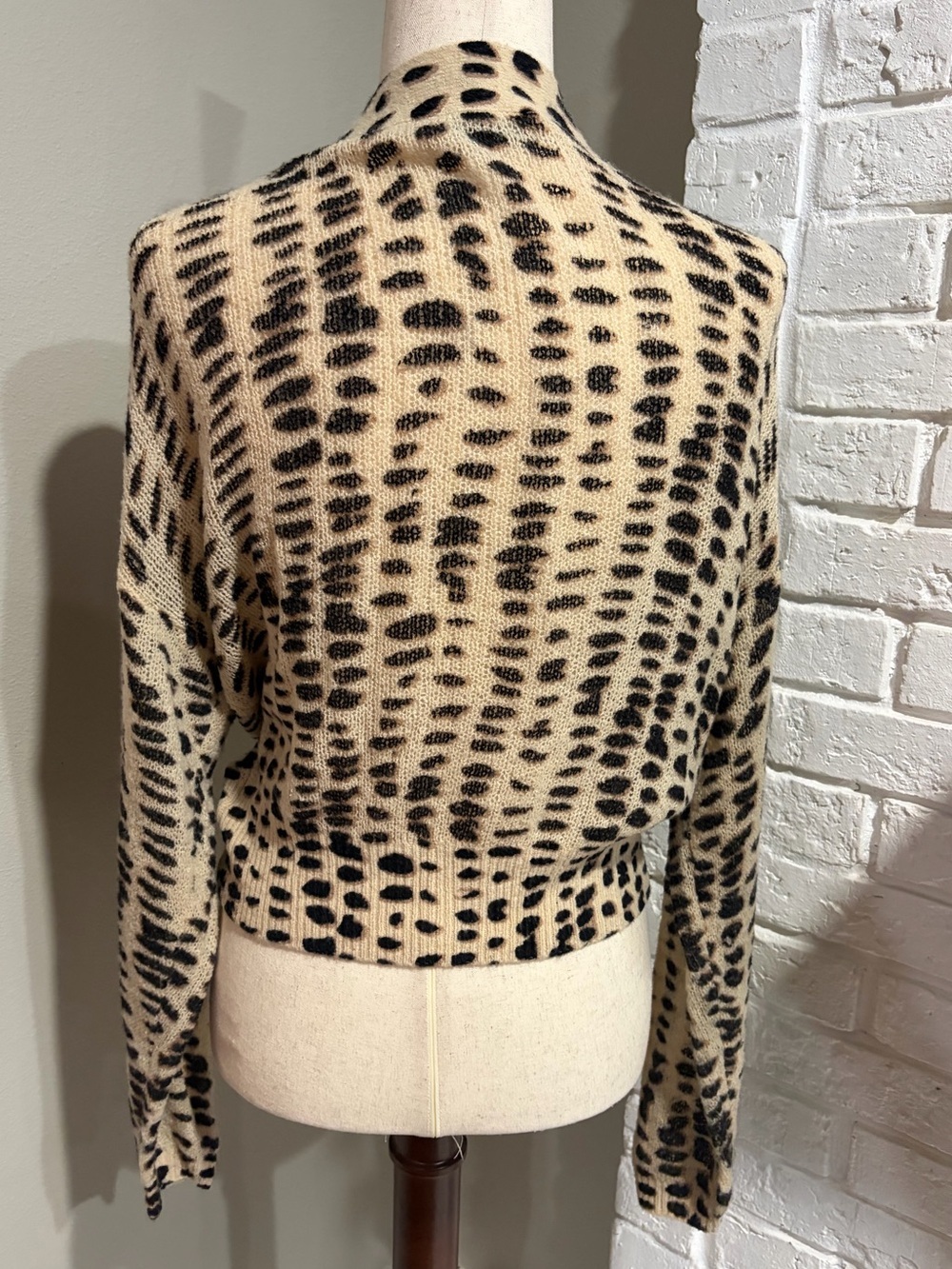 LNA Animal Print Button Cardigan - Beige & Brown - Picture 4 of 5